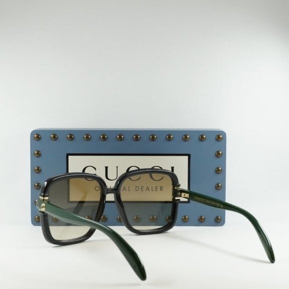 FINAL PRICE NEW GUCCI GG1066S 003 BLACK GREEN BROWN SQUARE WOMENS SUNGLA… - Picture 6 of 12